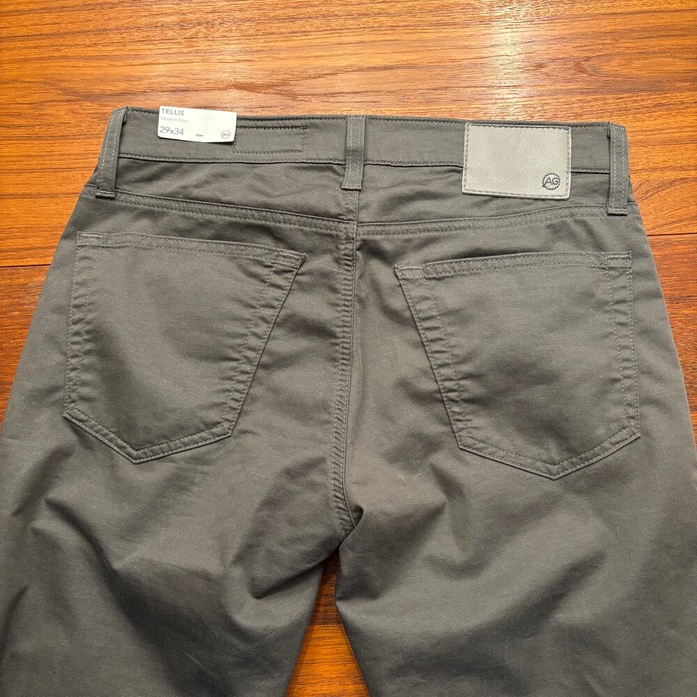 AG Adriano Goldschmied Men’s Tellis Slim Straight Olive Green Jeans 29x34 NWOT - Picture 2 of 7